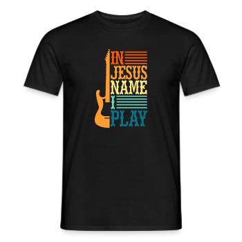 Guitar Jesus - Men's T-Shirt - black - Front - AI Model Male 178 light (178cm)