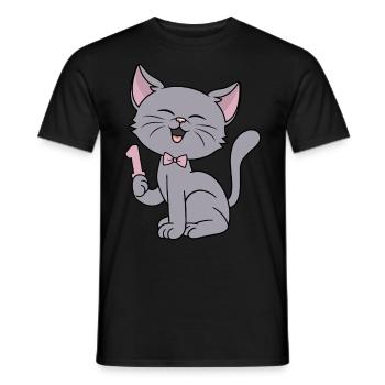 1 an fille drôle chat 1er anniversaire - T-shirt homme - noir - Devant - AI Model Male 178 light (178cm)