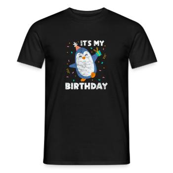 Anniversaire du pingouin - T-shirt homme - noir - Devant - AI Model Male 178 light (178cm)
