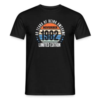 November 1982 40. Geburtstag 40 Jahre Geschenk - Männer T-Shirt - Schwarz - Vorne - AI Model Male 178 light (178cm)