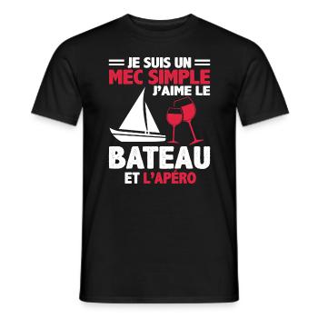 Je Suis Un Mec Simple J'aime Le Bateau Et L'apéro - T-shirt homme - noir - Devant - AI Model Male 178 light (178cm)