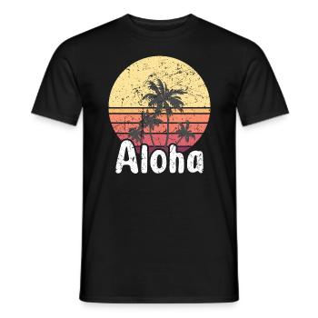 Aloha - Hawaii Surfing Retro Sunset - Men's T-Shirt - black - Front - AI Model Male 178 light (178cm)