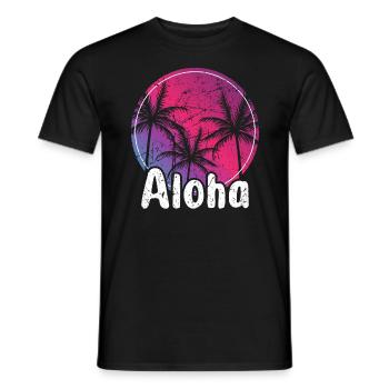 Aloha - Hawaii Surfing Retro Sunset - Men's T-Shirt - black - Front - AI Model Male 178 light (178cm)
