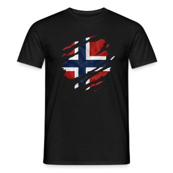 NORWEGEN FLAGGE NORWEGISCH SKANDINAVIEN NOREG - Männer T-Shirt - Schwarz - Vorne - AI Model Male 178 light (178cm)