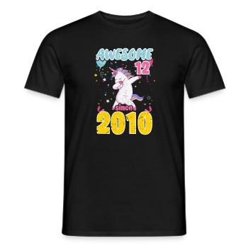 12. Geburtstag Einhorn - Männer T-Shirt - Schwarz - Vorne - AI Model Male 178 light (178cm)
