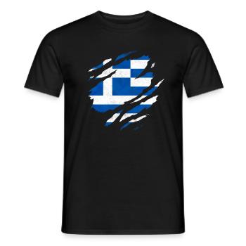 GREEK FLAG HELLAS FLAG GREECE - Men's T-Shirt - black - Front - AI Model Male 178 light (178cm)