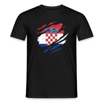KROATISCHE FLAGGE HRVATSKA BALKAN HRVATI KROATIEN - Männer T-Shirt - Schwarz - Vorne - AI Model Male 178 light (178cm)