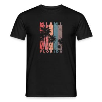 Miami Floride USA Amérique Cadeau de Voyage de Vacances - T-shirt homme - noir - Devant - AI Model Male 178 light (178cm)