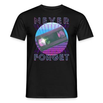 Never Forget Retro 80s 90s Nostalgia - Men's T-Shirt - black - Front - AI Model Male 178 light (178cm)