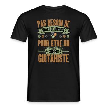 cadeau pour guitariste guitare note corde - T-shirt homme - noir - Devant - AI Model Male 178 light (178cm)