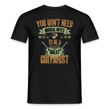 gift for guitarist guitar note string - Men's T-Shirt - black - Front - AI Model Male 178 light (178cm)