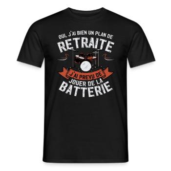 cadeau batteur batteuse retraite - T-shirt homme - noir - Devant - AI Model Male 178 light (178cm)