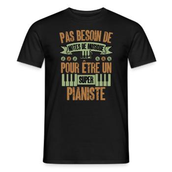 touches piano vintage cadeau pianiste - T-shirt homme - noir - Devant - AI Model Male 178 light (178cm)