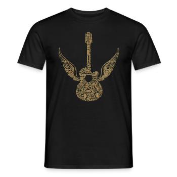 gift guitarist music note vintage guitar - Men's T-Shirt - black - Front - AI Model Male 178 light (178cm)