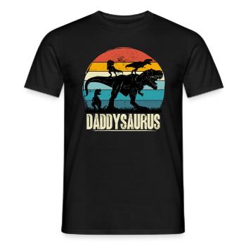 daddysaurus rex t-rex gift dad daddy grandpa - Men's T-Shirt - black - Front - AI Model Male 178 light (178cm)