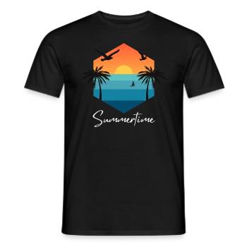 Chemise d’été d’été Femmes Hommes - T-shirt homme - noir - Devant - AI Model Male 178 light (178cm)