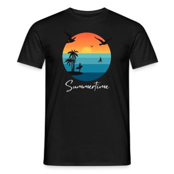 Chemise d’été d’été Femmes Hommes - T-shirt homme - noir - Devant - AI Model Male 178 light (178cm)