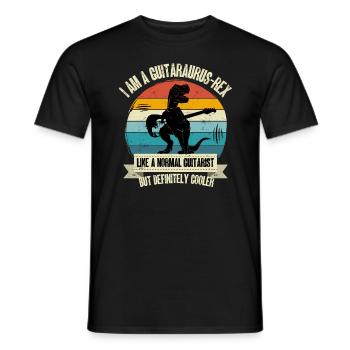 t-rex dinosaure cadeau guitarise rétro - T-shirt homme - noir - Devant - AI Model Male 178 light (178cm)