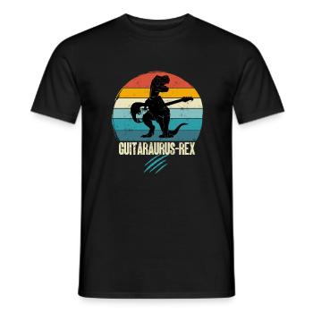 dinosaure guitariste t-rex guitare rétro - T-shirt homme - noir - Devant - AI Model Male 178 light (178cm)