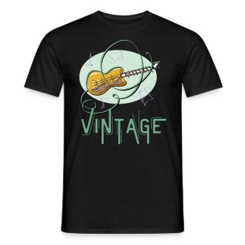 guitare vintage cadeau guitariste - T-shirt homme - noir - Devant - AI Model Male 178 light (178cm)