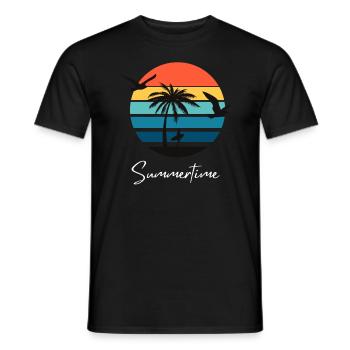 Chemise d’été d’été Femmes Hommes - T-shirt homme - noir - Devant - AI Model Male 178 light (178cm)