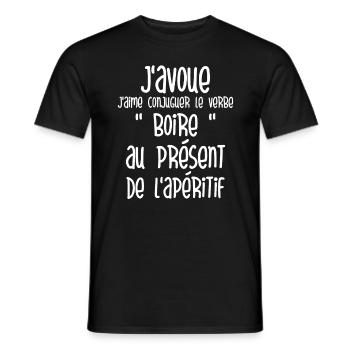 blague courte drôle alcool verbe boire - T-shirt homme - noir - Devant - AI Model Male 178 light (178cm)
