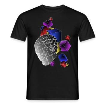 Robots with cubes colorful - Men's T-Shirt - black - Front - AI Model Male 178 light (178cm)