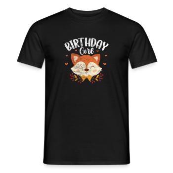 Fox Girl Birthday - Men's T-Shirt - black - Front - AI Model Male 178 light (178cm)