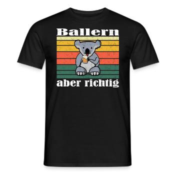 Ballern aber richtig. Koala Bär trink Bier Retro - Männer T-Shirt - Schwarz - Vorne - AI Model Male 178 light (178cm)