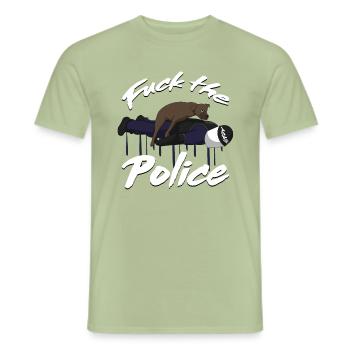 Fuck the Police Doggystyle - T-shirt homme - vert sauge - Devant - AI Model Male 178 light (178cm)