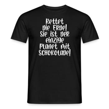 Rettet die Erde sie ist der Planet mit Schokolade - Männer T-Shirt - Schwarz - Vorne - AI Model Male 178 light (178cm)
