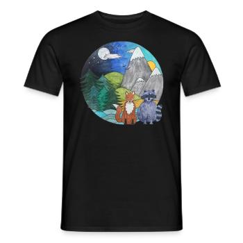 Paysage Renard Raton laveur Outdoor Nature Lovers - T-shirt homme - noir - Devant - AI Model Male 178 light (178cm)