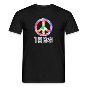 Hippie 1969 Peace Flower Power Cadeau d’amour - T-shirt homme - noir - Devant - AI Model Male 178 light (178cm)