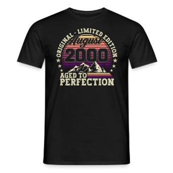 Original August 2000 22nd Birthday Fun Gift - Men's T-Shirt - black - Front - AI Model Male 178 light (178cm)