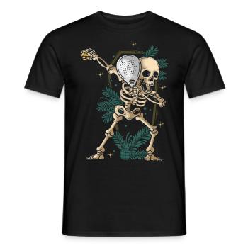 Halloween Padel Dabbing Skeleton Padel Racket - Men's T-Shirt - black - Front - AI Model Male 178 light (178cm)