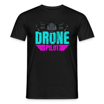 Drone Drone Pilot Drone Operator Quadcopter - Men's T-Shirt - black - Front - AI Model Male 178 light (178cm)