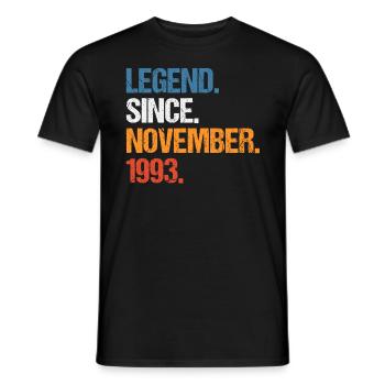 Legend Since November 1993 Geburtstag - Männer T-Shirt - Schwarz - Vorne - AI Model Male 178 light (178cm)