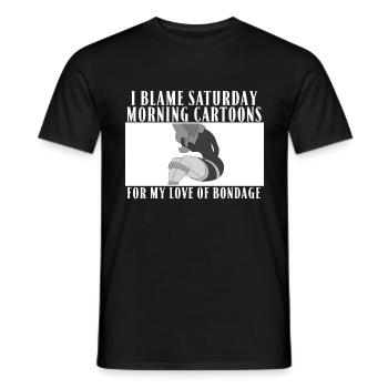 I blame Saturday morning Cartoons for my love of B - Männer T-Shirt - Schwarz - Vorne - AI Model Male 178 light (178cm)