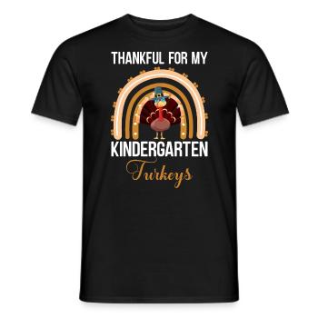 Thankful For My Kindergarten Turkeys Thanksgiving - Men's T-Shirt - black - Front - AI Model Male 178 light (178cm)