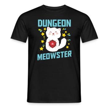 Dungeon Meowster | Nerdy Cat D20 RPG Fantasy Game - Men's T-Shirt - black - Front - AI Model Male 178 light (178cm)