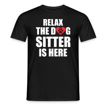 Relax The Dog Sitter Is Here Funny Dog Sitter - Men's T-Shirt - black - Front - AI Model Male 178 light (178cm)