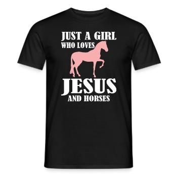 Just A Girl Who Loves Jesus And Horses Pferd - Männer T-Shirt - Schwarz - Vorne - AI Model Male 178 light (178cm)