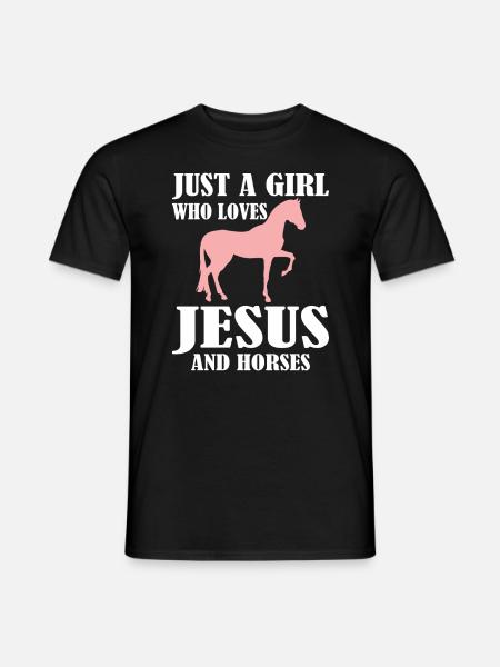 Just A Girl Who Loves Jesus And Horses Pferd - T-shirt herr - svart