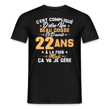 Cadeau d'anniversaire Beau gosse et d'avoir 22 ans - T-shirt homme - noir - Devant - AI Model Male 178 light (178cm)