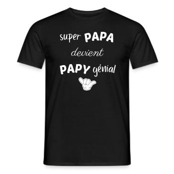 SUPER PAPA DEVIENT PAPY GENIAL - T-shirt homme - noir - Devant - AI Model Male 178 light (178cm)
