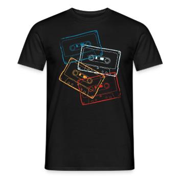 Audio Cassettes 80s 80s Party Costume - Men's T-Shirt - black - Front - AI Model Male 178 light (178cm)