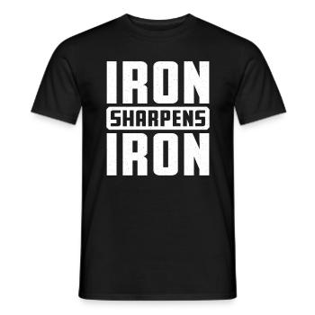 Iron Sharpens Iron Christian Workout Iron - Men's T-Shirt - black - Front - AI Model Male 178 light (178cm)