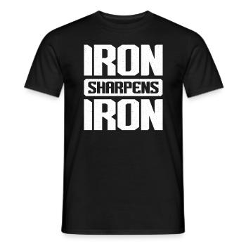 Iron Sharpens Iron Christian Workout Iron - Men's T-Shirt - black - Front - AI Model Male 178 light (178cm)