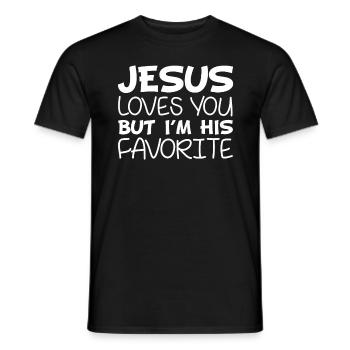 Jesus Loves You But I'm His Favorite Funny - Männer T-Shirt - Schwarz - Vorne - AI Model Male 178 light (178cm)