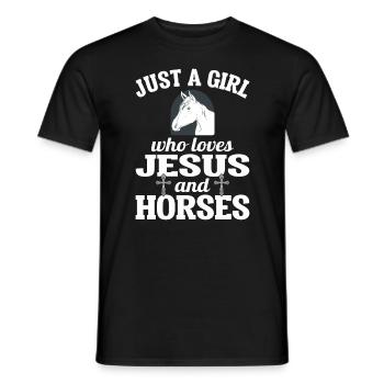 Just A Girl Who Loves Jesus And Horses Pferd - Männer T-Shirt - Schwarz - Vorne - AI Model Male 178 light (178cm)